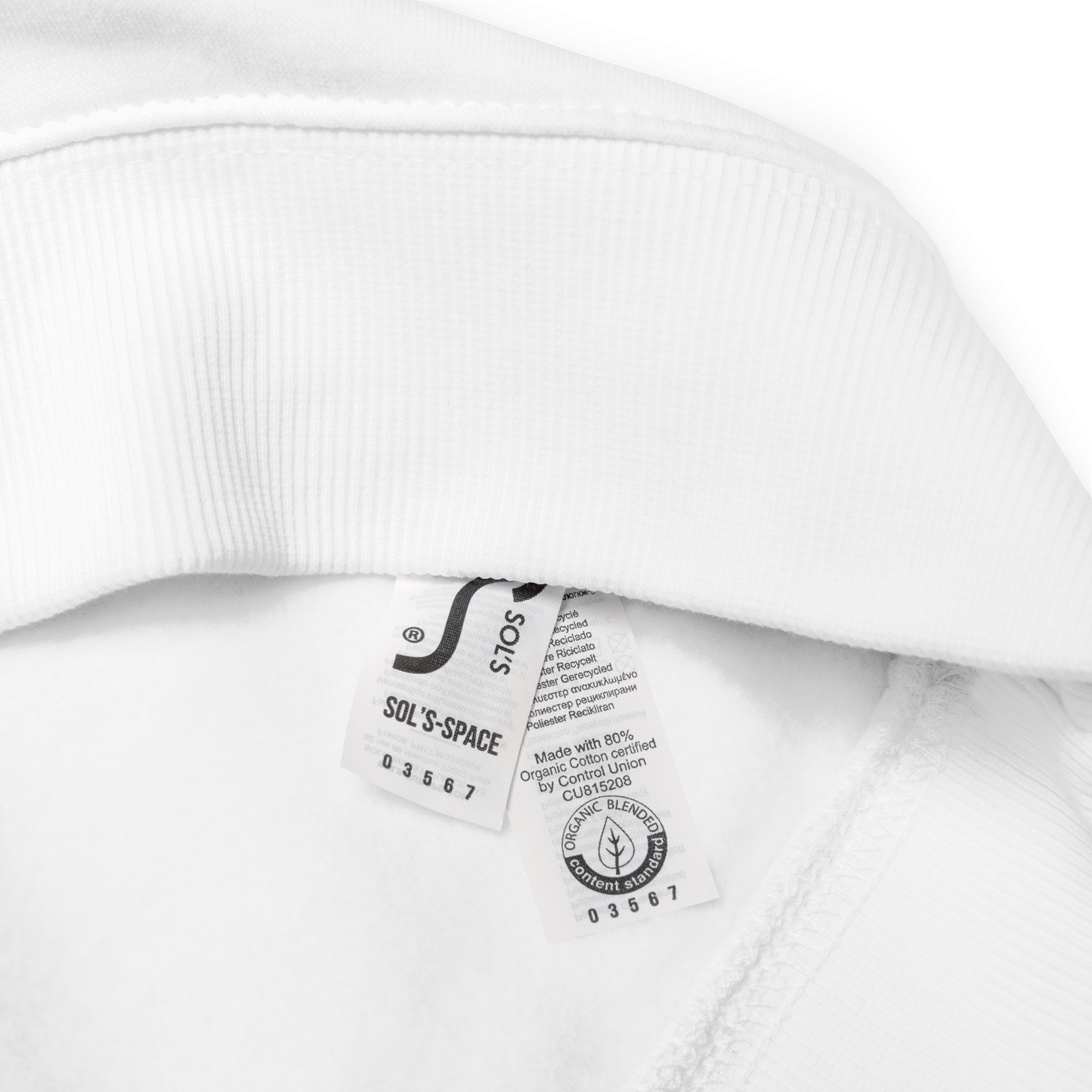 White unisex organic sweatshirt